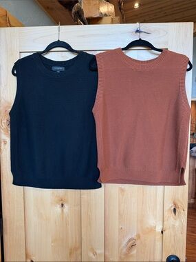 Banana Republic Textured Sweater Tank, Size M, Black and Umbria Brown (SET OF 2)